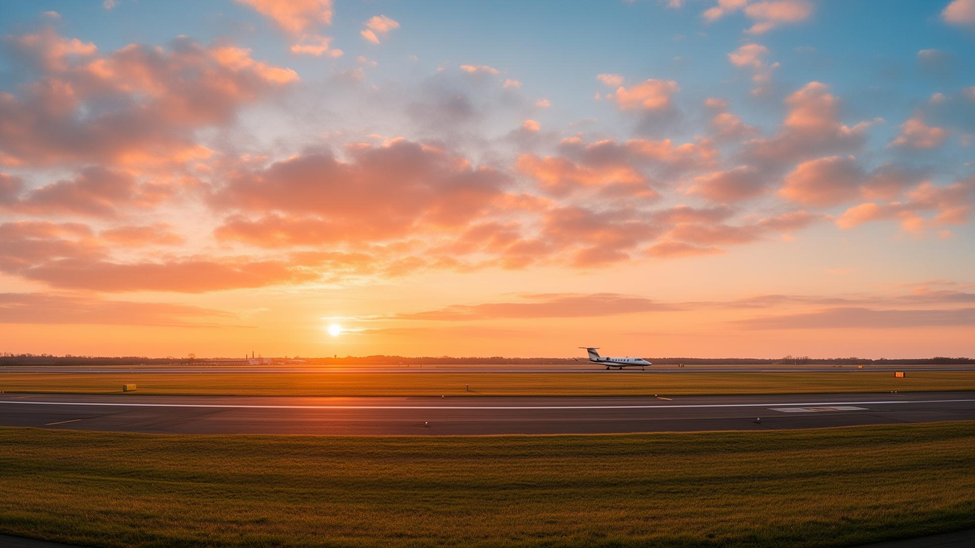 Golden horizon over the runway